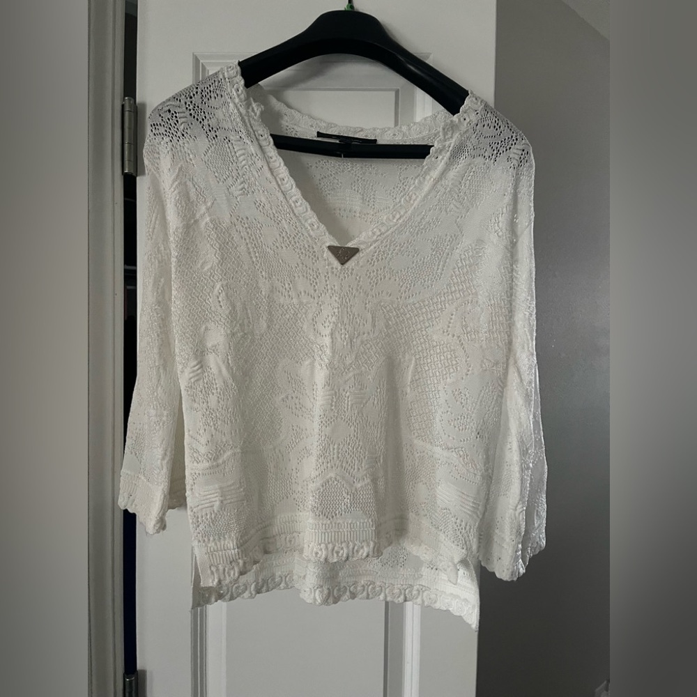 White House Black Market White Lace Blouse